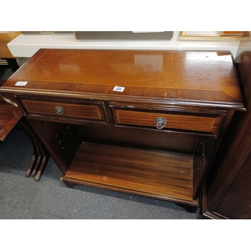 326 - REPRODUCTIONS SMALL BOOKCASE WITH 2 DRAWERS, WINE TABLE & NEST OF 3 TABLES