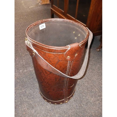 328 - LEATHER LOG BASKET