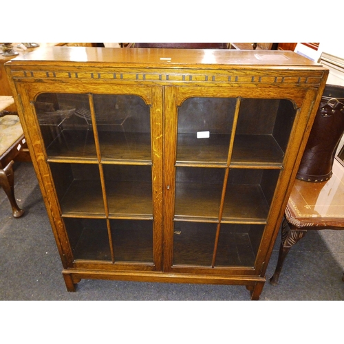 329 - OAK GLAZED CABINET 42'' HIGH X 35'' WIDE X 7'' DEPTH