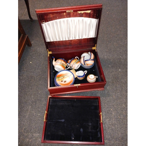 330 - REPRODUCTION CUTLERY BOX & A JAPANESE TEA SET