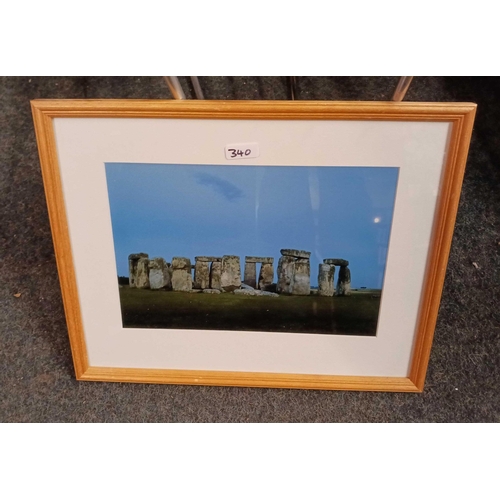 340 - F/G PRINT TITLES BY STILL WATERS, F/G PICTURE OF STONEHENGE & A F/G AERIAL PICTURE OF A FARMYARD