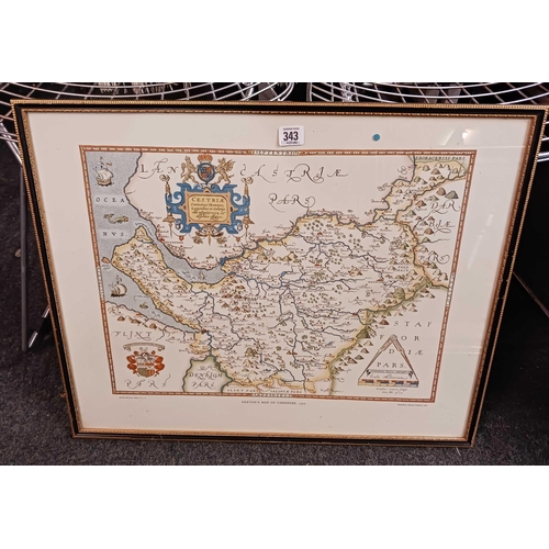 343 - F/G REPRODUCTION SAXON MAP OF CHESHIRE 1577