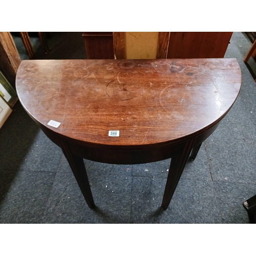 344 - MAHOGANY GEORGIAN HALF MOON CARD TABLE