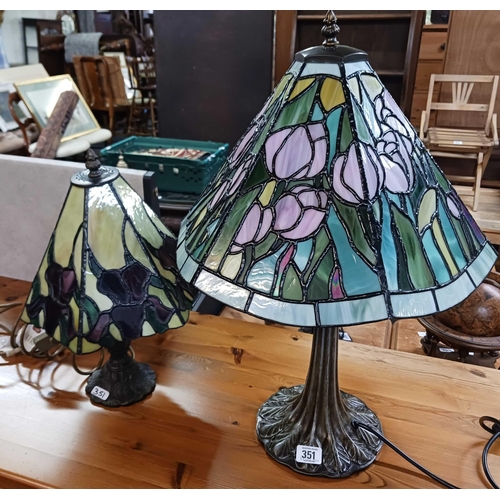 351 - 2 TABLE LAMPS WITH REPRODUCTION TIFFANY STYLE LAMP SHADES