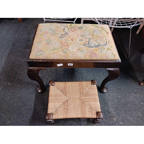 352 - TAPESTRY PAIR OF STOOLS &  A STRING TOP FOOT STOOL