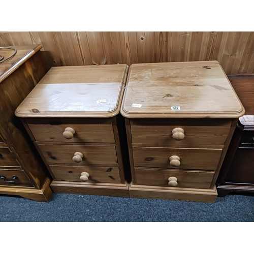 361 - PAIR OF PINE BEDSIDE CHEST OF 3 DRAWERS