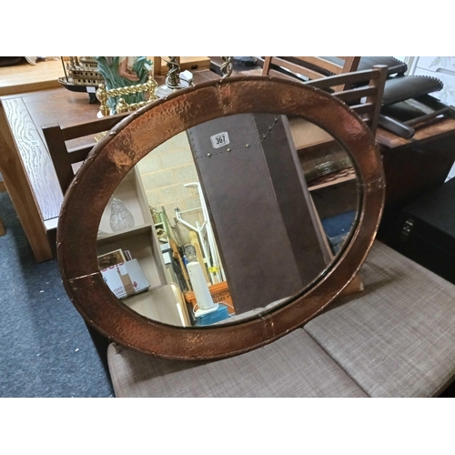 367 - COPPER FRAMED OVAL MIRROR