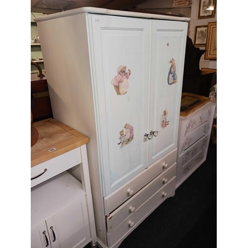 403 - WHITE PAINTED CHILD'S WARDROBE WITH 3 DRAWERS