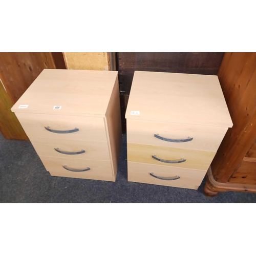 408 - PAIR OF MODERN BEDSIDE CHEST OF 3 DRAWERS