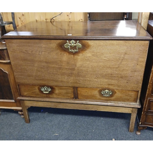 413 - MAHOGANY BLANKET BOX ON STAND WITH 2 DRAWERS