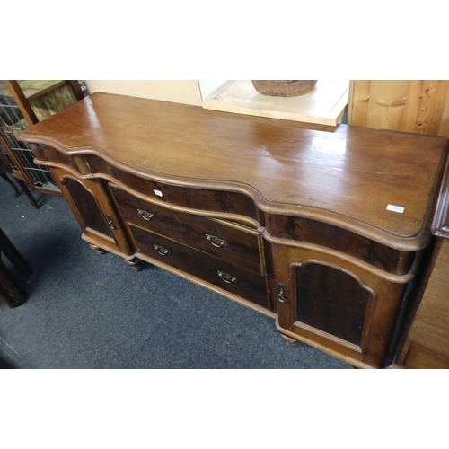 414 - MAHOGANY SERPENTINE FRONT SIDEBOARD