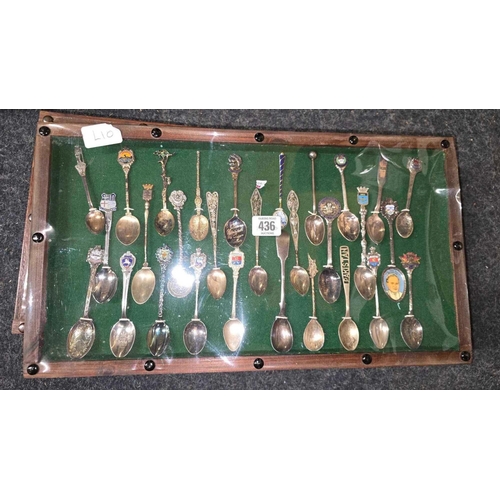 436 - FRAME OF SOUVENIR COLLECTOR SPOONS INCL; PAKISTAN & NEW ORLEANS