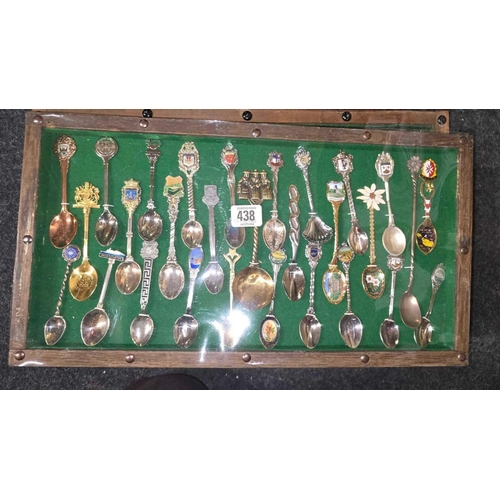 438 - FRAME OF SOUVENIR COLLECTOR SPOONS INCL; BENIDORM & MALTA