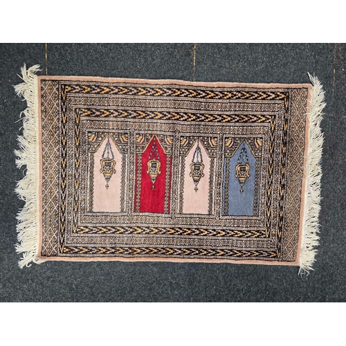 602 - 3 PATTERNED RUGS, 1 - 3ft 2'' X 2ft 2'', 1 - 4ft X 2ft 8'' & 3ft X 3ft 2''