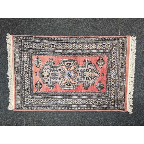 602 - 3 PATTERNED RUGS, 1 - 3ft 2'' X 2ft 2'', 1 - 4ft X 2ft 8'' & 3ft X 3ft 2''