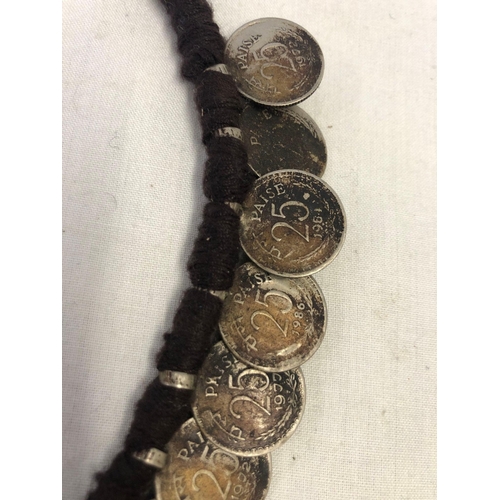 704 - COIN NECKLACE WITH 27 - 25 INDIA PAISE COINS