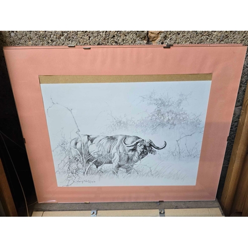 73 - 4 FRAMELESS AFRICAN WILD ANIMAL PRINTS, 1 FRAME CRACKED