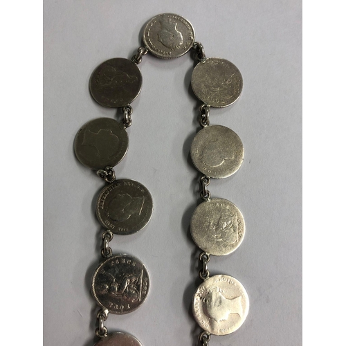 750 - SILVER 4 PENCE'S COIN BRACELET, MAINLY VICTORIAN COINS, APPROX 40g