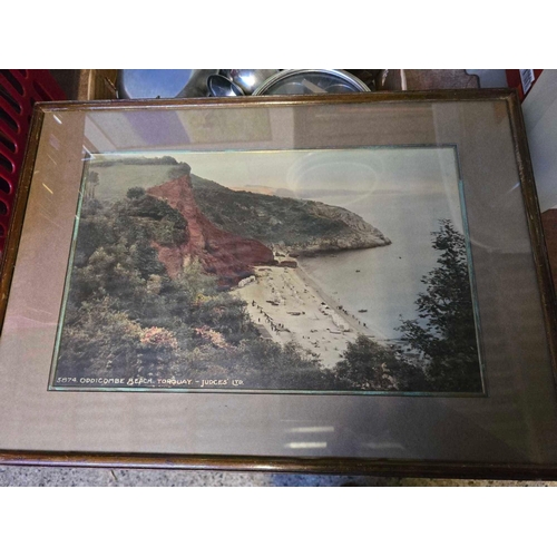 85 - CRATE OF MISC F/G PICTURES INCL; PRINTS OF BABBACOMBE, TORQUAY ETC