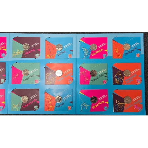 896 - FOLDER OF THE LONDON 2012 OLYMPIC SPORTS COLLECTION WITH ALL COINS BY THE ROYAL MINT