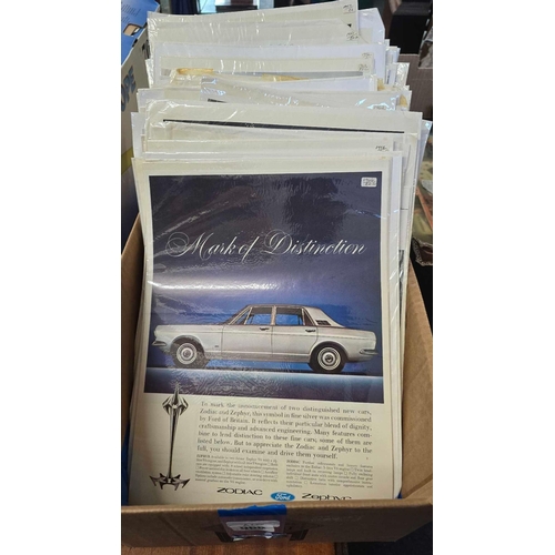 968 - CARTON WITH QTY OF VINTAGE BRITISH CAR MANUFACTURERS ADVERTISING LEAFLETS