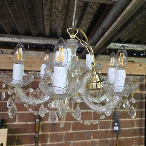 232 - 2 HANGING GLASS CHANDELIER'S WITH DROPLETS A/F CONDITION