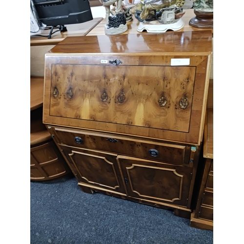 414 - REPRODUCTION HI-FI CABINET WITH IMITATION DRAWERS & REPRODUCTION BUREAU