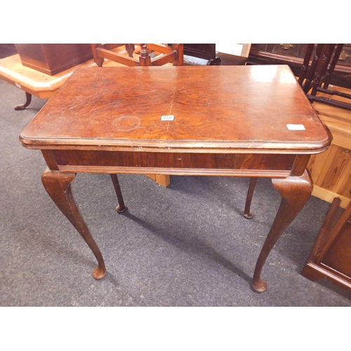 433 - WALNUT CARD TABLE WITH GREEN BAIZE