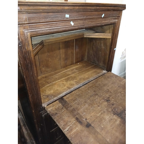 485 - OAK ANTIQUE CARVED FRONT CUPBOARD