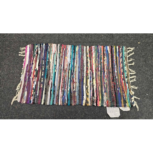 636 - 2ft 10'' X 1ft 8''PATTERNED RUG, A BLUE PATTERNED RUG 4ft 11'' X 2ft 5'' & A PINK PATTERNED RUG 4ft ... 