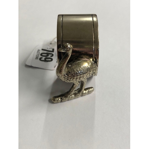 769 - AUSTRALIAN SILVER PLATED EMU BIRD NAPKIN RING