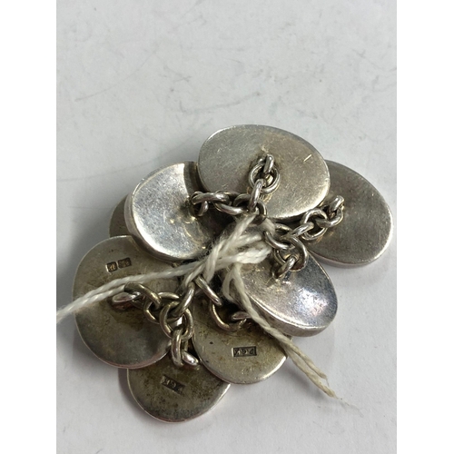 800 - 2 PAIRS OF HEAVY SILVER CUFF LINKS