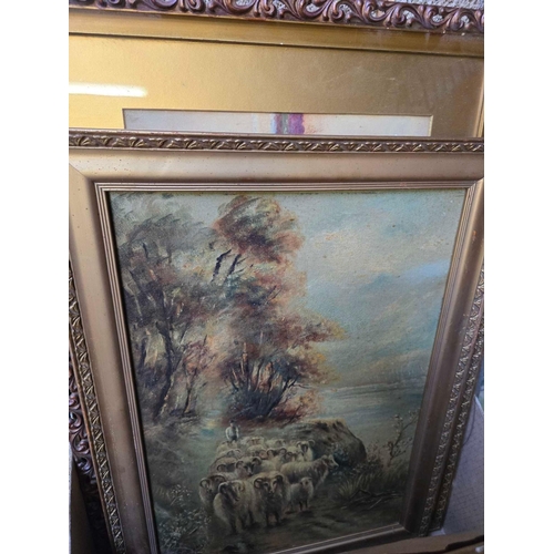 83 - CARTON OF MISC GILT FRAMED WATERCOLOURS, OIL ON BOARDS & OTHER PICTURES