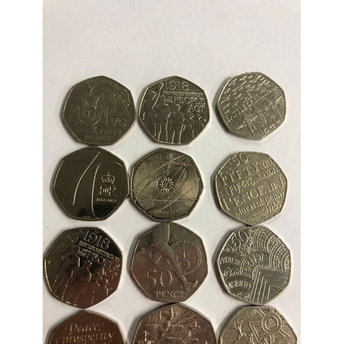 902 - TUB WITH MIXED 50P COINS INCL; PETER RABBIT, MRS TIGGY WINKLE & PADDINGTON BEAR