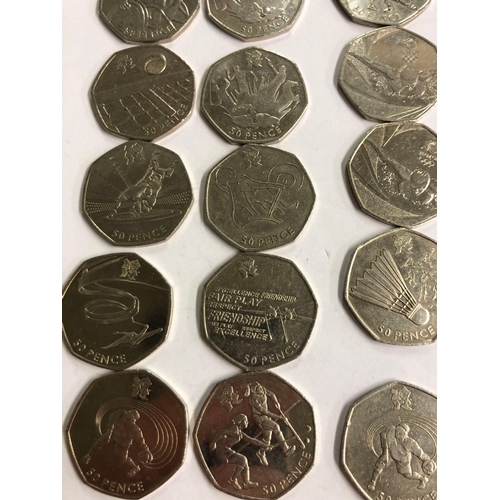 903 - FIFTY PENCE COINS (24) FROM THE LONDON OLYMPICS 2012