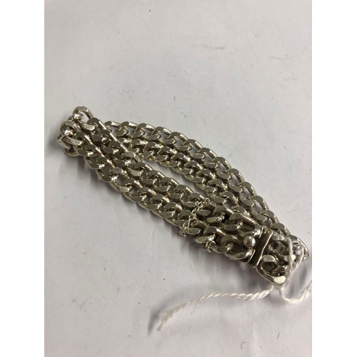 952 - SUPERB HEAVY FANCY LINK SILVER BRACELET