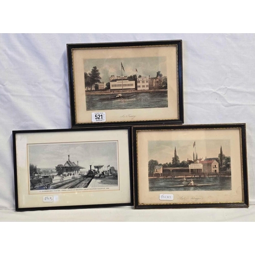 PAIR OF 19THC COLOURED ROWING ENGRAVINGS; ''SCULLERS OUTRIGGER'' ON THE ...