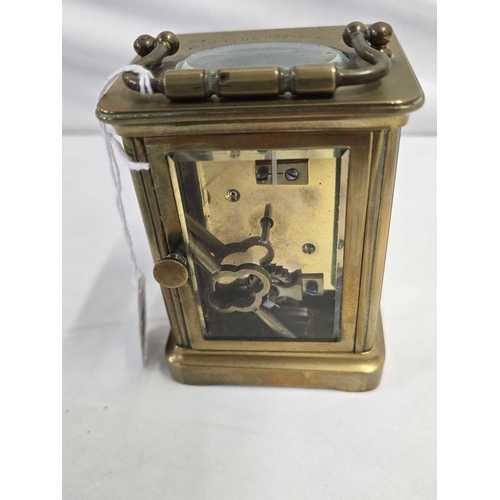BRASS CARRIAGE CLOCK WITH INSCRIPTION