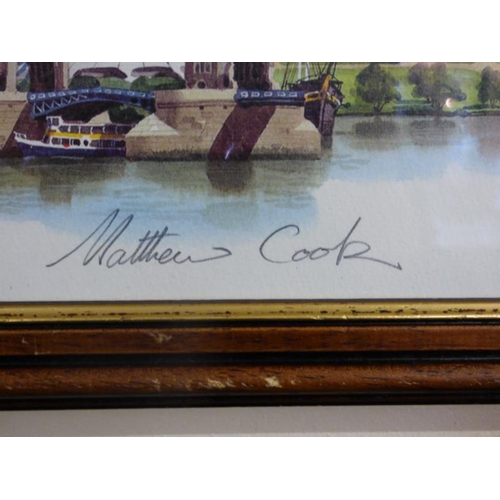 48 - Colour Print of London Land Marks Signed by Mathew Cook