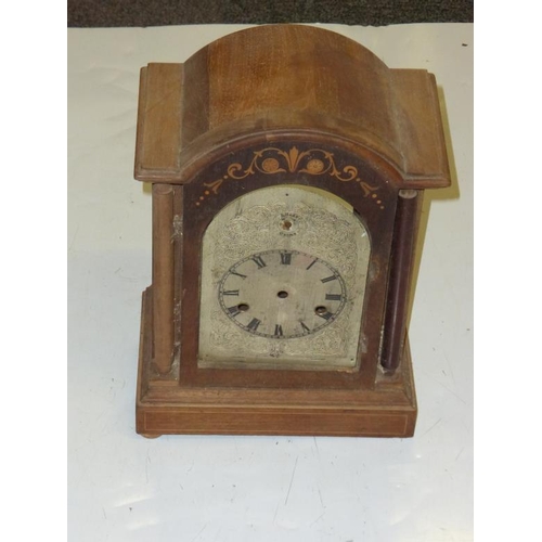 7 - Wooden case and brass face to vintage mantle clock