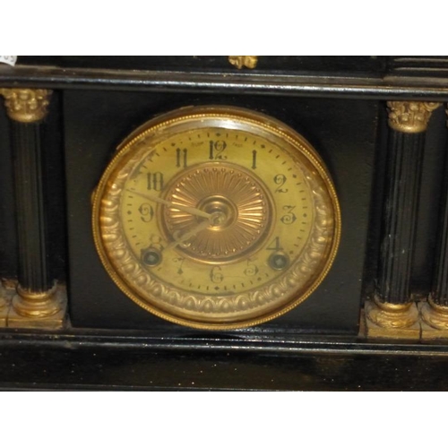 8 - Vintage heavy cast iron mantle clock