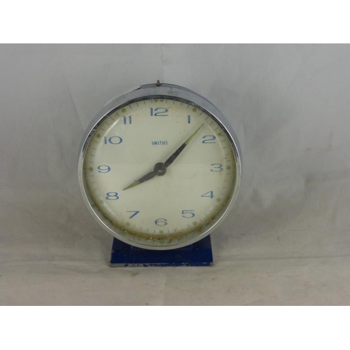 15 - Vintage Smiths blue metal alarm clock