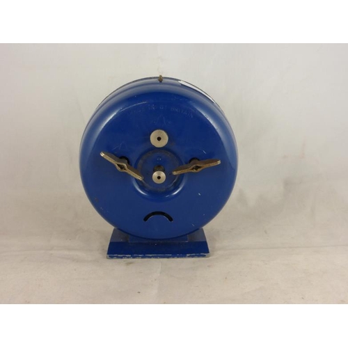 15 - Vintage Smiths blue metal alarm clock