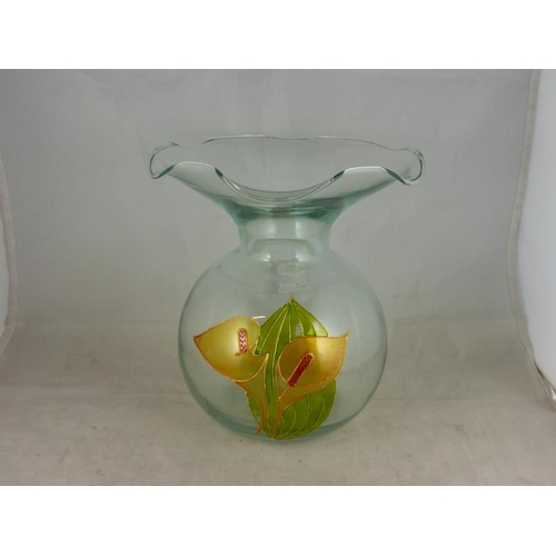 23 - Hand painted glass vase