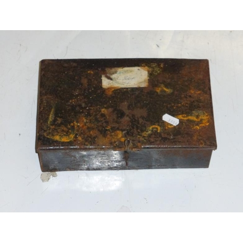 35 - Vintage metal box with hasp and clasp