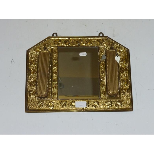 111 - Vintage brass wall mirror with brushes