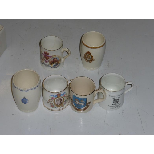 116 - Six vintage commemorative mugs