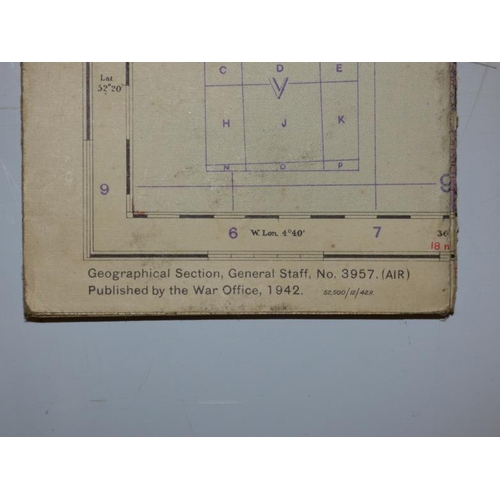 344 - Cloth backed Ordnance survey map, published by the War Office in 1942, Geographical section, General... 