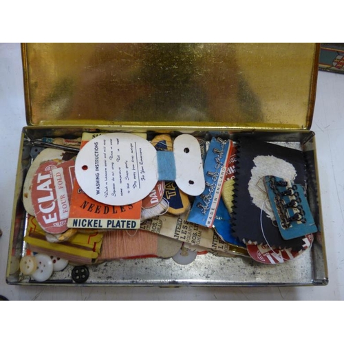 257 - Selection of vintage boxes and tins with contents including dominoes