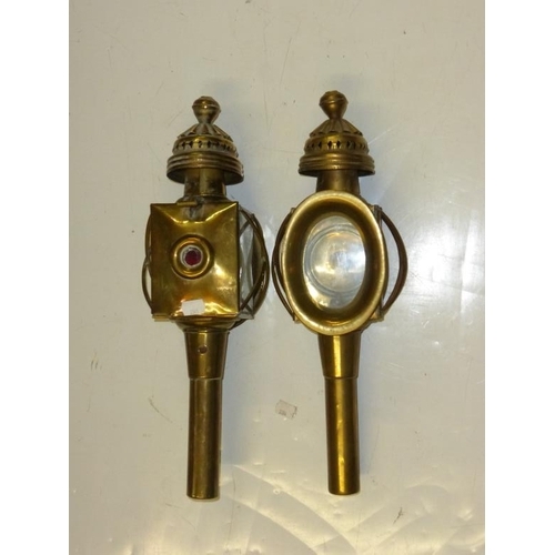 72 - Pair of vintage brass Coach lanterns